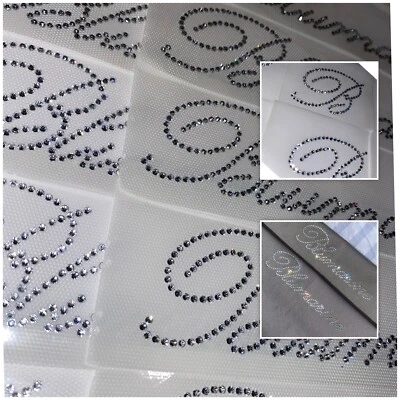 Capital Letter B or Word Hot fix Iron On Crystal Diamante Transfer Motif Decal
