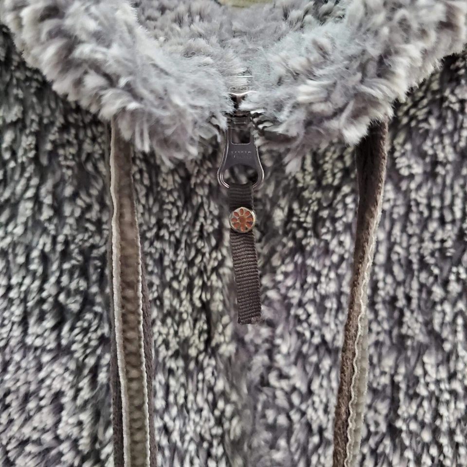 Royal Robbins Mujer Chaqueta Grande Gris Sherpa Imitación Piel Chaleco Cremallera Completa Capucha Cuello Foto 3 de 4