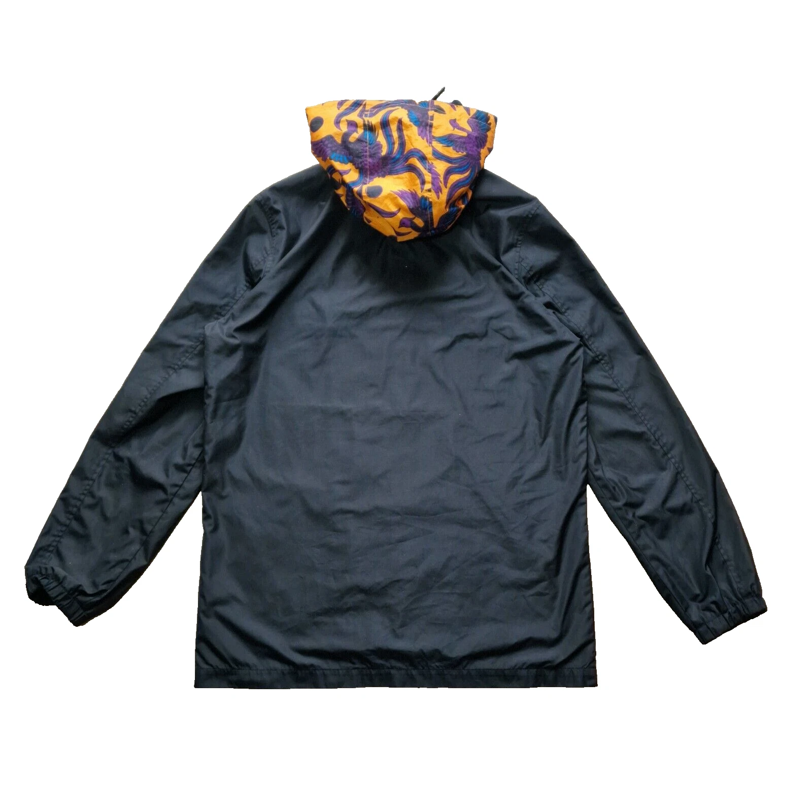 Giacca a vento Kenzo Paris uomo piccola nera foderata tasche doppio cappuccio ricamato