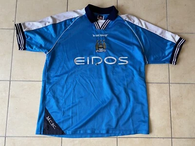 Maillot Manchester city 1999-2000-2001 Angleterre Le Coq Sportif Eidos Foot L/XL - Photo 1/4