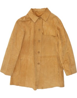 CONBIPEL Womens Suede Overcoat UK 12 Medium Beige Leather CV01