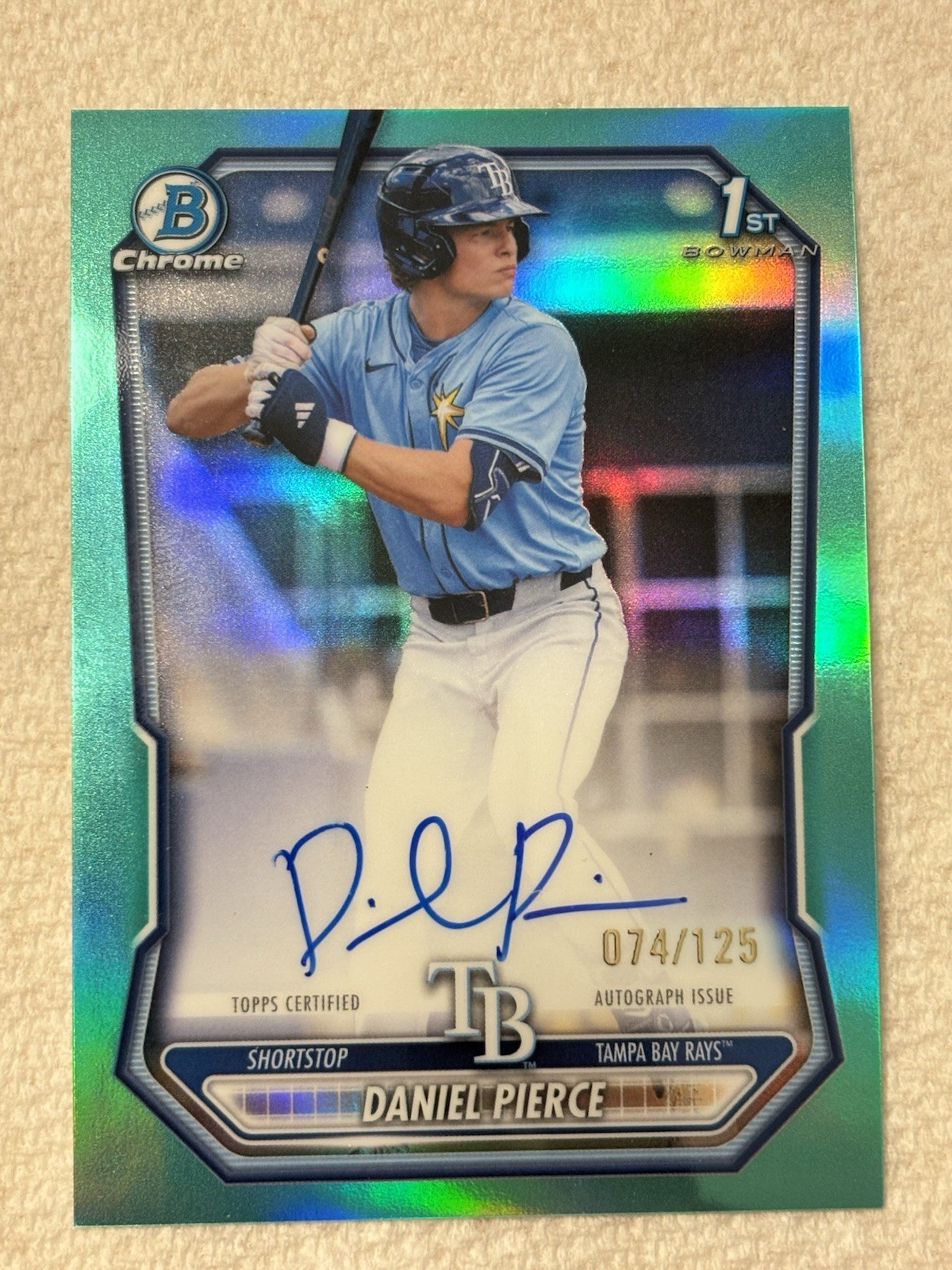 DANIEL PIERCE 2026 Bowman Chrome 1st True Aqua Refractor Auto /125 RAYS