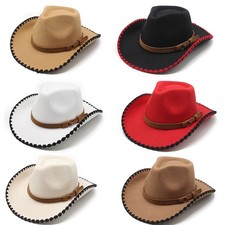 Western Cowboy Hat Vintage Jazz Hat Wide Brim Wild West Cap Cowgirl Men Women