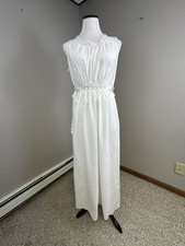 Vintage White Cotton Nightgown Full Length Summer Sleeveless 36" Bust