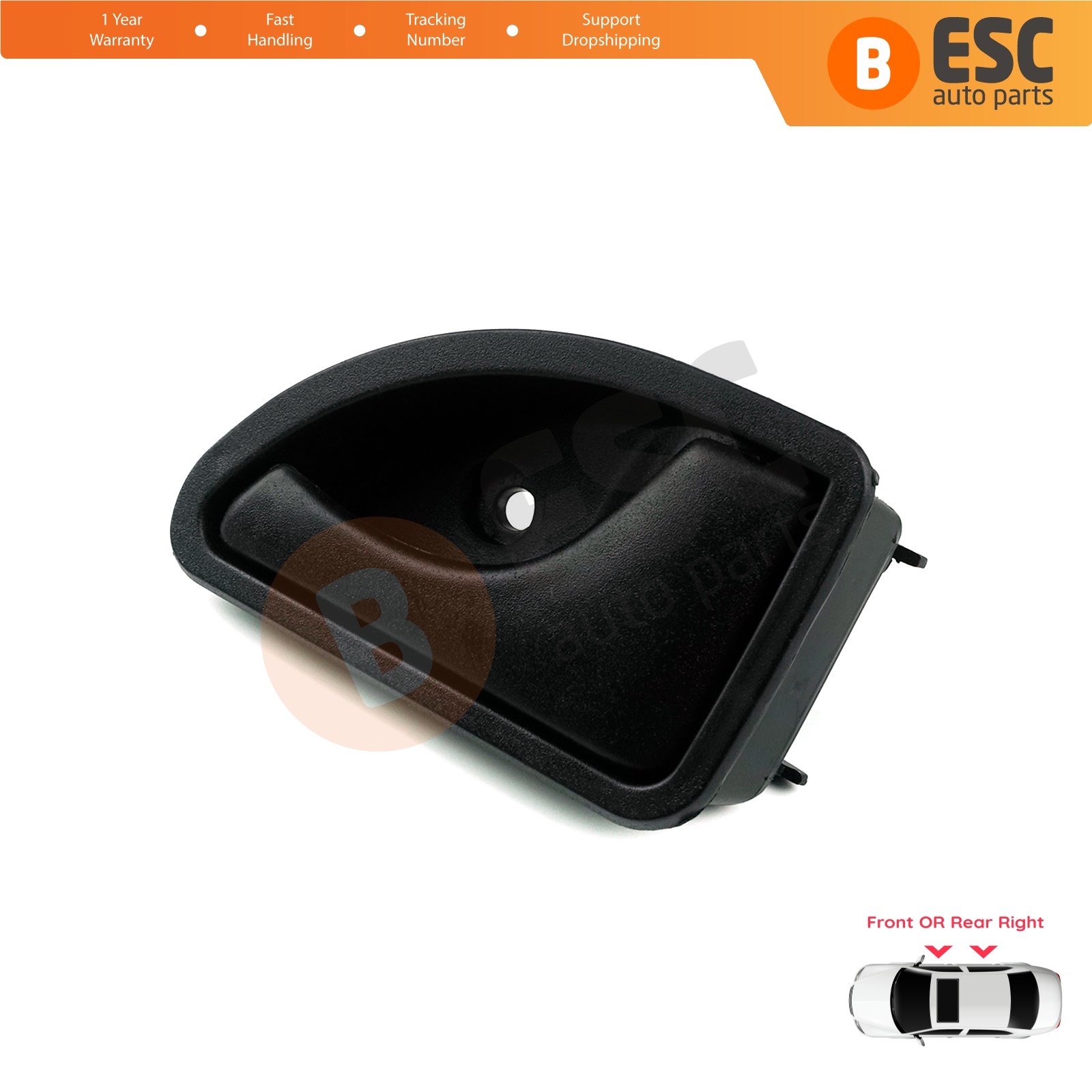 Right Inner Door Handle Black For Renault Kangoo Twingo MK1 Nissan Kubistar X76