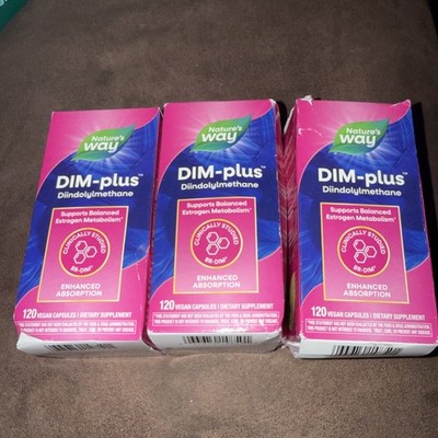 NEW Nature's Way DIM-Plus Estrogen Metabolism 60 Ct. Ea. Lot Of 3 Exp. 5/31/2026