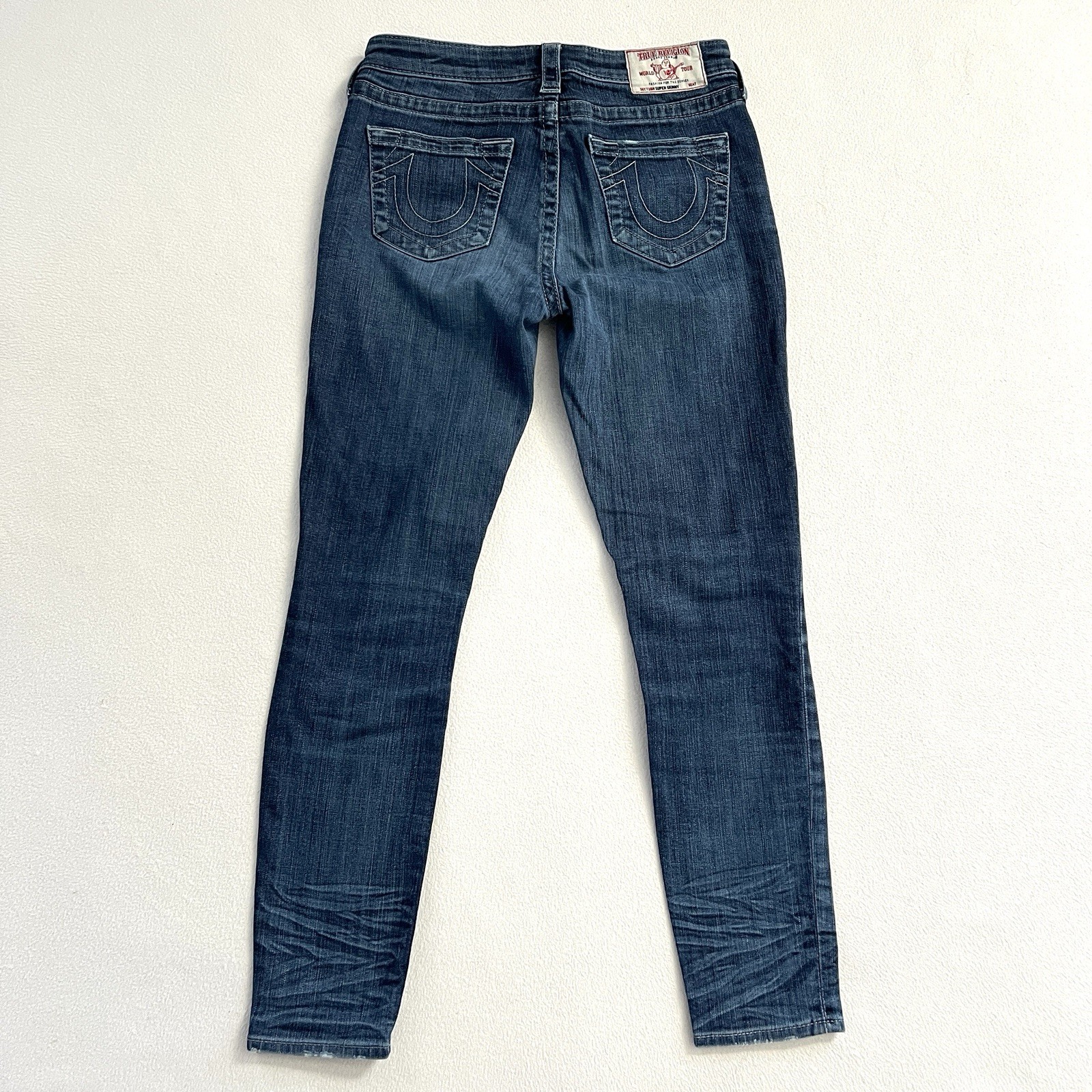 True Religion Jeans Women Medium Wash Blue Denim Super Skinny Stretch USA 28 thumbnail 12