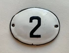 Vintage Enamel Porcelain Locker Number 2 Door Sign
