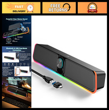 Wired USB Bluetooth Computer Sound Bar - RGB HiFi Stereo Speakers for PC, Laptop