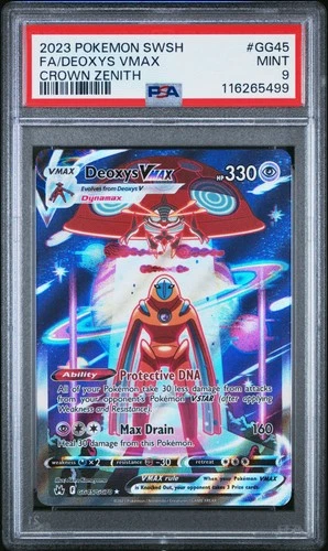 2023 POKEMON SWORD & SHIELD CROWN ZENITH #GG45 FULL ART/DEOXYS VMAX PSA 9