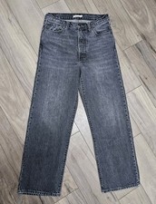 Levi's Ribcage Straight Ankle Jeans Womens 29x27 Black Zip Fly Big E