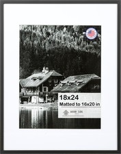 WOOD SIDE ORBIS 18x24 Black Aluminum Picture Frame with Mat 16x20 - 1 Pack