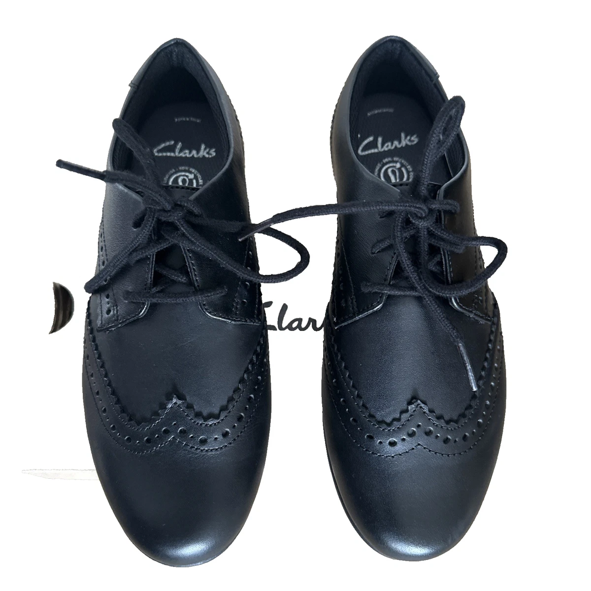 Clarks Evyn Lace Y Black Patent Kids Girls School Shoes 7829-36F - View #2