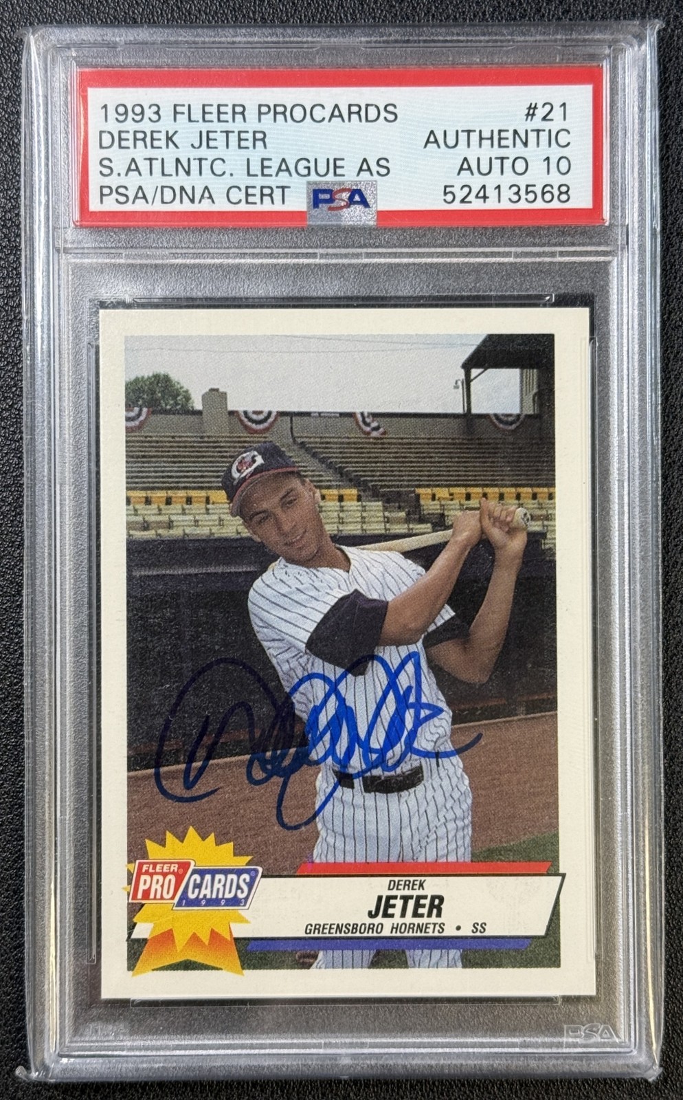DEREK JETER PSA AUTH 10 AUTO 1993 FLEER PROCARDS SAL ALL-STARS #21 RC ROOKIE 568
