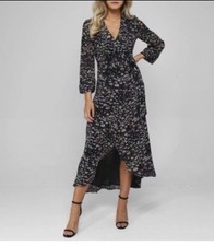 Ganni Georgette Floral Print Wrap Midi Dress, Size 36/US 4 Flowy Cottagecore