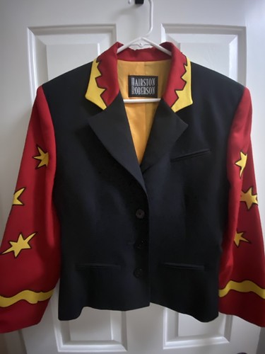 VTG Women’s Hairston Roberson Embellished Star Blazer Jacket Red Black Size 8