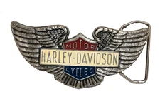RARE & Vintage Harley Davidson Motorcycles Montauk Silver Co. Wings Belt Buckle