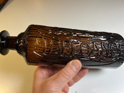 Antique 1883 Warner Tippecanoe Bitters Log Cabin Figural Bottle