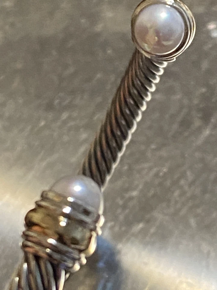 Brazalete David Yurman Cable Classics 5mm Perlas y Oro 14K Cable PEQUEÑO Foto 3 de 4