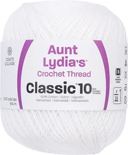 Coats Crochet Aunt Lydia's Classic Crochet Thread Size 10 Value-White