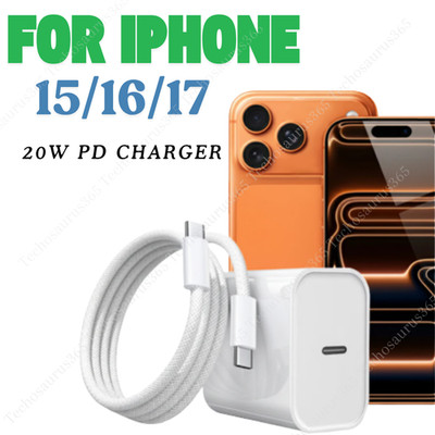 For iPhone 17 16 15 Pro Max 20W Fast Charger Block USB Type C Wall Power Adapter