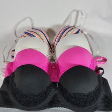 Womens Intimates Bra Lot Black Pink White Striped Size 36B