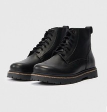 Birkenstock Highwood Lace Mid Boots, Leather, Black, Size 4.5/37, Narrow Fit,