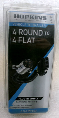 HOPKINS 4 ROUND TO 4 FLAT VEHICLE TO TRAILER ADAPTER #47465 NEW #440H