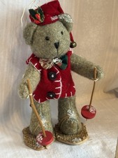 Winter Bear with ski poles Christmas ornament