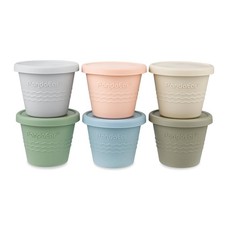 6 Pack 4 oz Silicone Baby Food Storage Containers Reusable Snack Cups with Lids