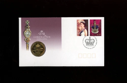 2003 Coronation Golden Jubilee Australia Post Coin Cover
