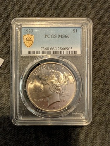 1923 PCGS Silver Peace Dollar MS66 MS-66 - Trueview - Luster!
