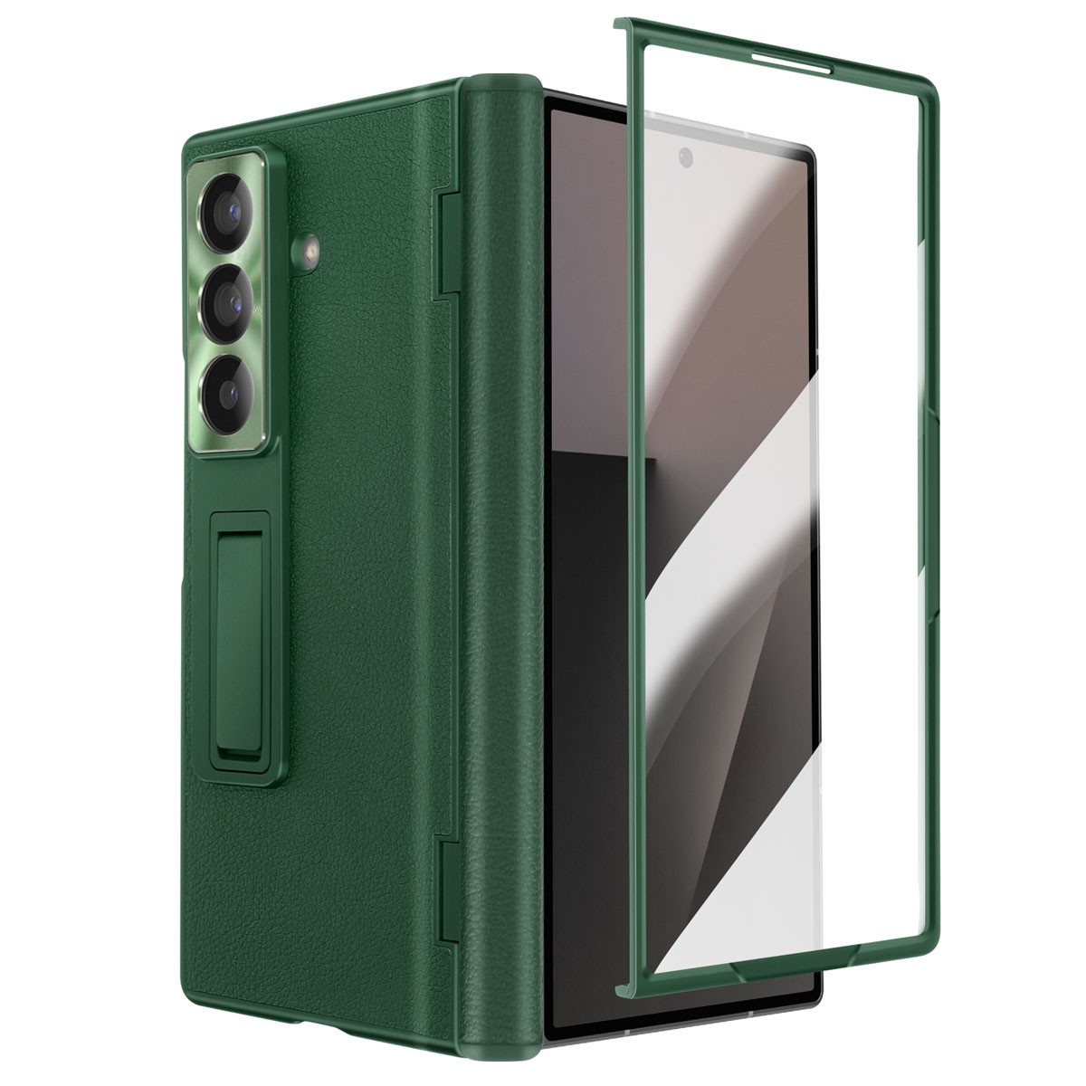 Coque Galaxy Z Fold7 Avizar avec protection d'écran intégrée et support vidéo vert forêt