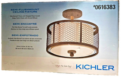 Kichler Lighting 13'' Semi Flushmount Bronze & Fabric Light