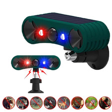 Solar Outdoor Motion Sensor Alarm 2 130db Ultrasonic Siren with 4 Modes Flashing