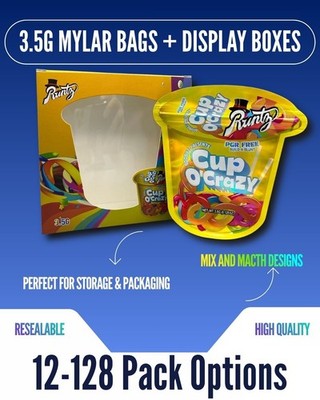 3.5g Exotic Mylar Bags With Box | Smell Proof | 12-128 Pack Wholesale Options