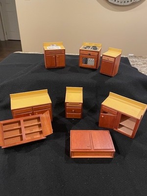 Vintage Dollhouse Kitchen Cabinets Handmade signed A.G.B. (Please read all)