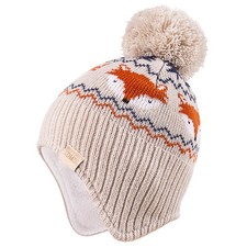 Beanie Knit Hats for Toddlers with Earflap Fleece Lined Hat Kids Warm Winter ...