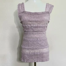NWT MSSP Max Studio Dusty Rose Lace Ruffle Stretch Tank