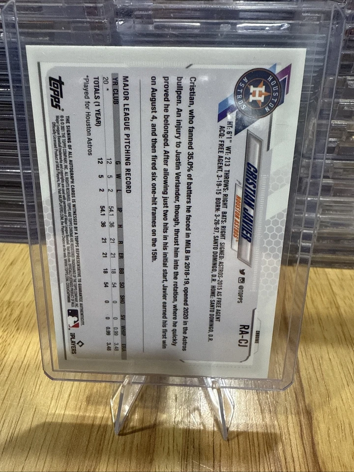 2021 Topps Chrome Sapphire Edition- Rookie Auto Cristian Javier #RA-CJ (AU, RC) - Image 2 of 2