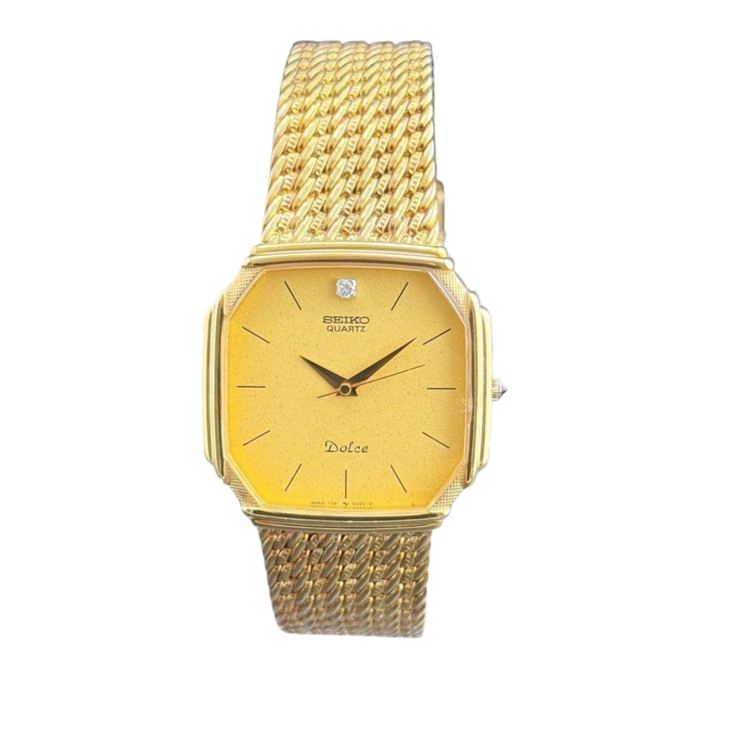 Seiko Dolce 7731-5000 Gold Diamond 29mm Quartz Tank Watch image 2
