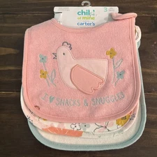 Carter's Child of Mine Baby Girl Cotton Drool Baby Bib, 3 Pack
