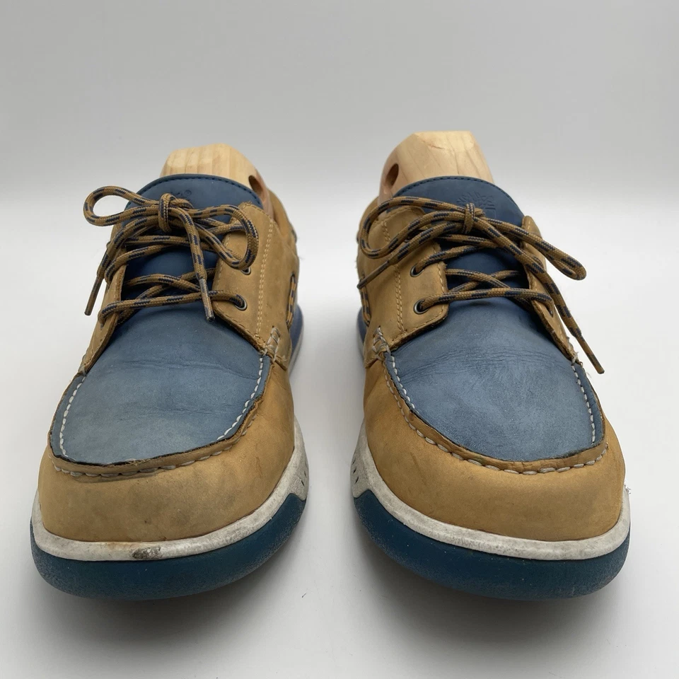 Timberland Mocasín de Cuero Para Hombre Talla 11.5M Azul Marrón Zapatos de Barco Foto 4 de 4