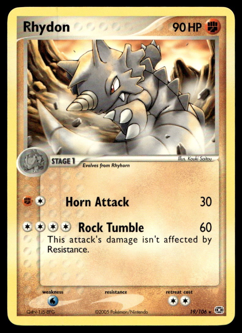 EX-NM Emerald Rhydon Rare 19/106 2005 Pokemon TCG