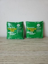 Lot Of 2 Vintage No Nonsense Pantyhose Control Top Reinforced Toe Tan Petite