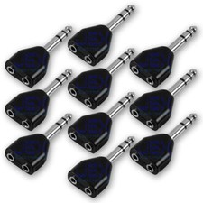 10X 2-way Headphone Audio Splitter 1/4" 6.35mm to 1/8" 3.5mm Stereo Jack LOT