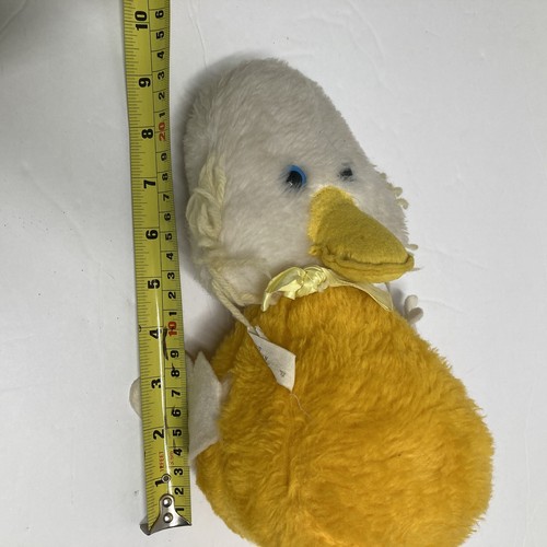 Vintage Eden Duck Rattle inside Stuffed Animal Plush Bow 9" Yellow White READ - Picture 20 of 21