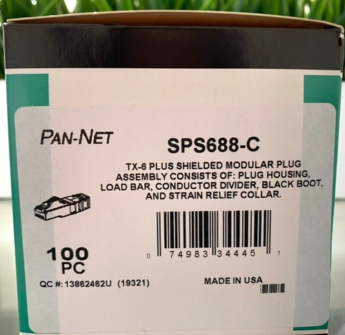 Panduit SPS688-C Tx-6 Plus Shielded Modular Plug Retail Box Of 100 Pan-Net - 第 3/3 張圖片