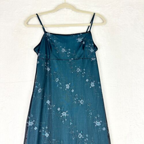 Vintage Whimsigoth Maxi Dress Size Small Dark Floral Sparkle Glitter Fairy 90s - Picture 3 of 8