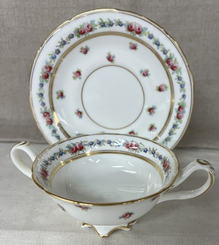 Cauldon Stoke On Trent Doppelgriff Suppenschüssel und Untertasse England WH Plummer NY - Bild 1 von 10